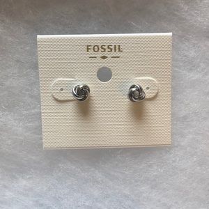 Fossil knot silver earrings